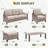 6-Piece Outdoor Patio Conversation Set, 3-Seater Sofa, 2 Armchairs, 2 Ottomans & Coffee Table, Steel Frame with Wood-Grain Heat Transfer, Olefin Cushions for Patio, Backyard, Porch & Poolside