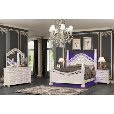 Lopato 4-Piece Bedroom Set with LED Lighting