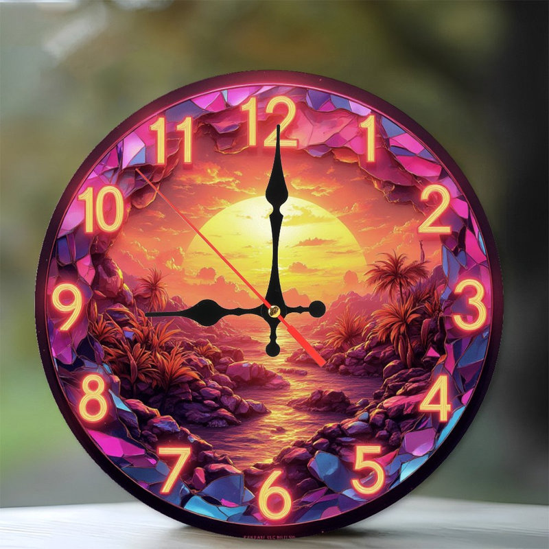 Horloge au coucher du soleil