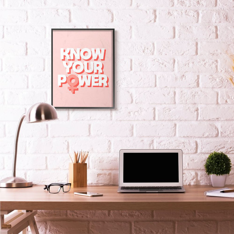 «Know Your Power» par Daphne Polselli, reproduction d'art texturée, H 30 po x l 24 po x P 1,5 po, Giclée encadrée noir minuit