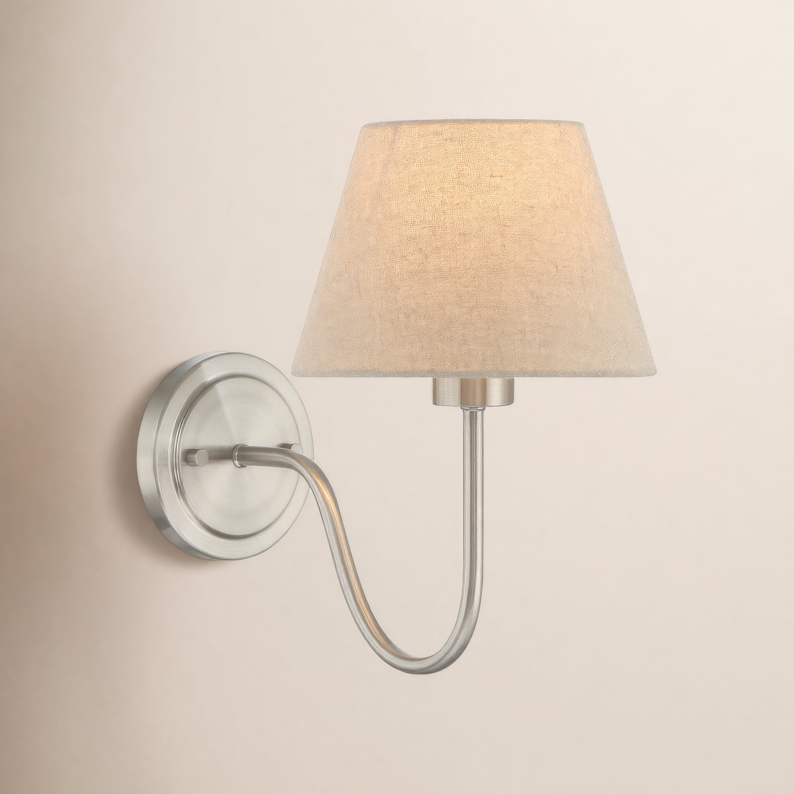 Beacon Single Light Brass Armed Sconce, Brushed Nickel