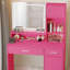 Bureau de coiffeuse avec miroir et bande lumineuse à DEL; Coiffeuse avec grand tiroir-118032937