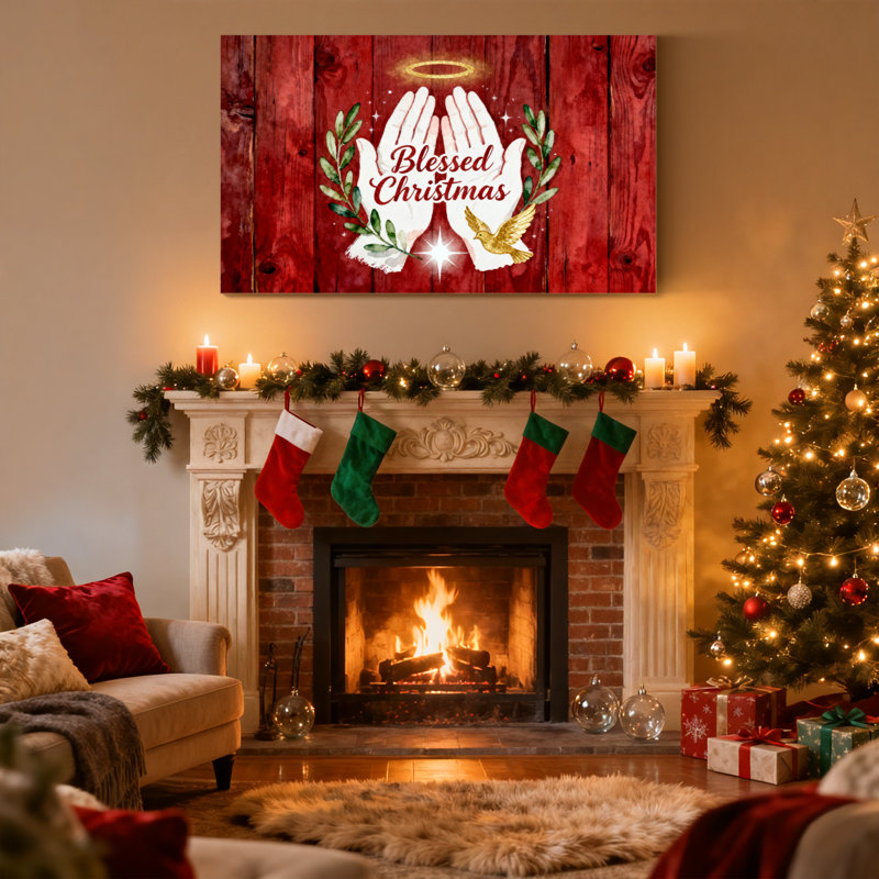 «Christmas Blessed Christmas Hands», ensemble de 3 impressions sur toile Laurel, H 20 po x l 30 po