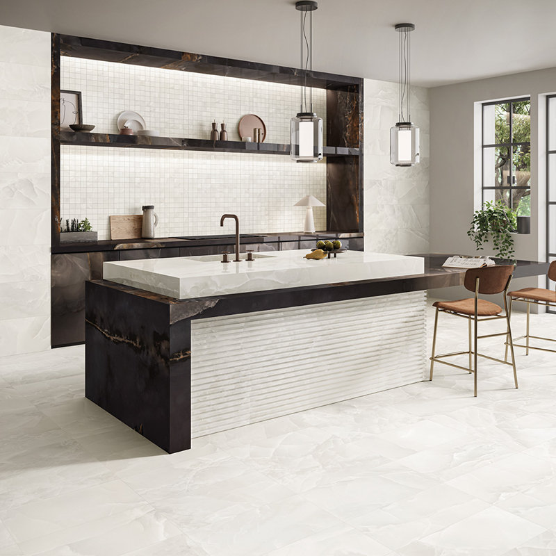 Eclipse 12X24 Onyx Porcelain Tile, Polished Ivory