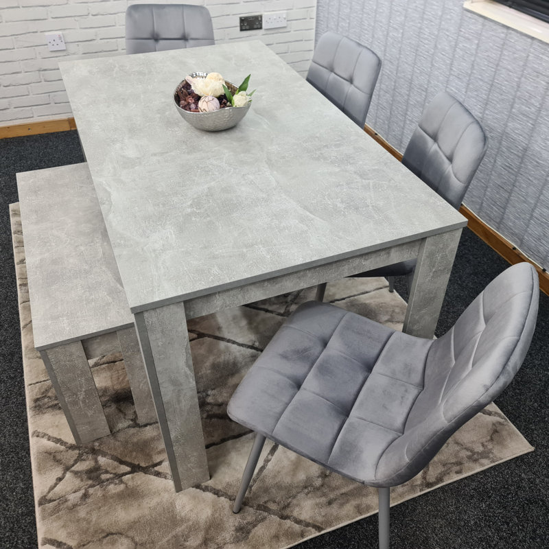 Pinkley 6 - Person Dining Set, Grey, 75cm H x 117cm W x 77cm D