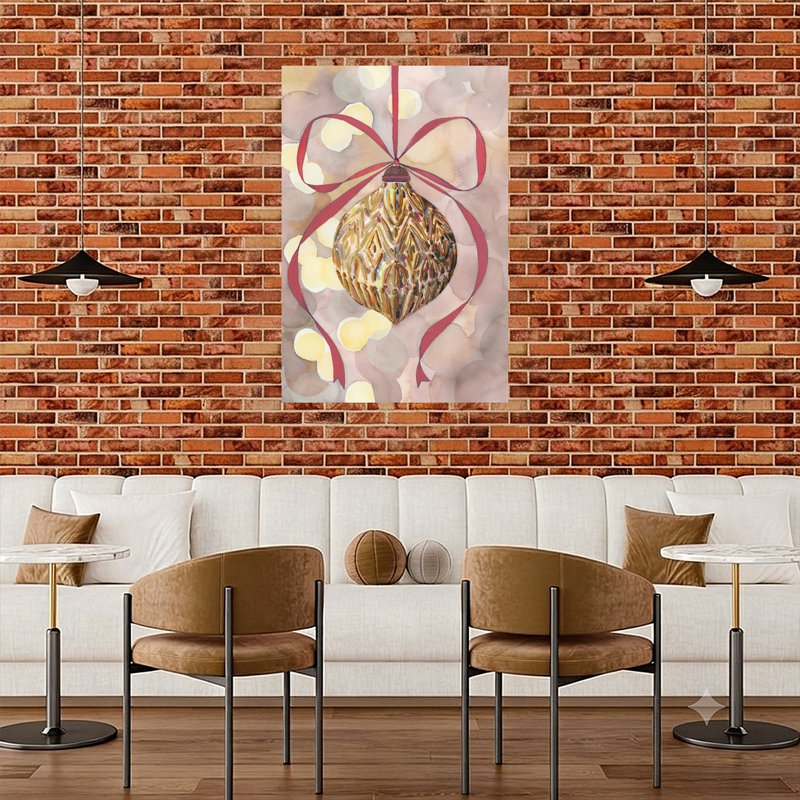 Elegant Christmas Ornament Elegant Abstract Contemporary Winter Wall Art Print by Rosana Laiz Blursbyai - Wrapped Canvas Print