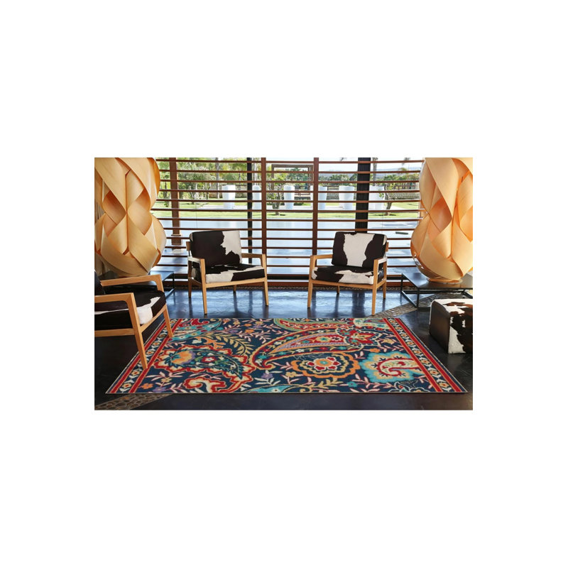 Tapis tissé à motif floral, Rectangle 2 pi 4 po x 4 pi