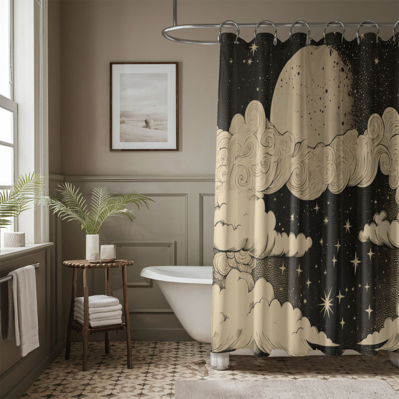 Brattle Abstract Shower Curtain, 74"H x 71"W