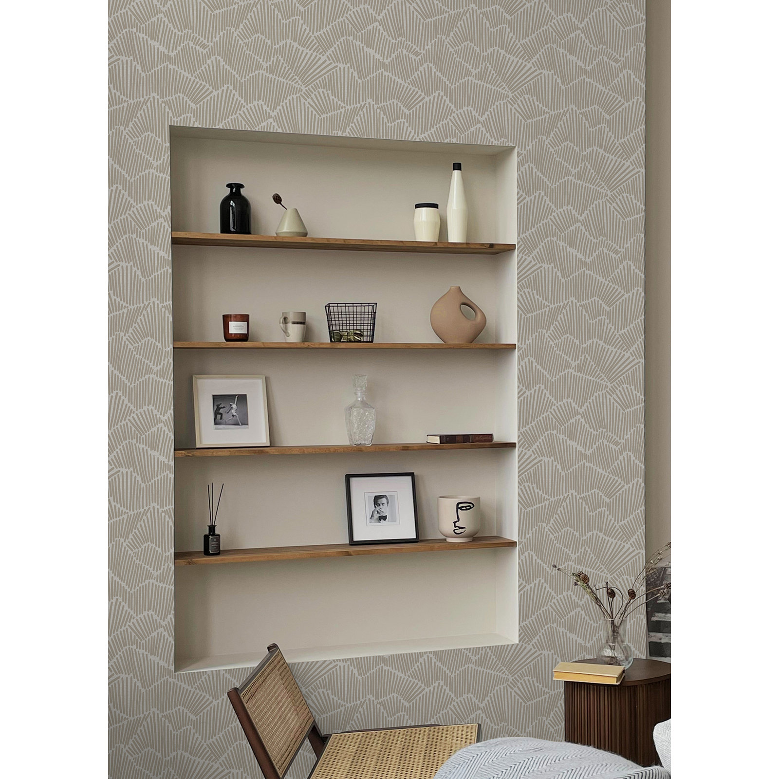 Adames Modern Peel & Stick Geometric Wallpaper, Beige