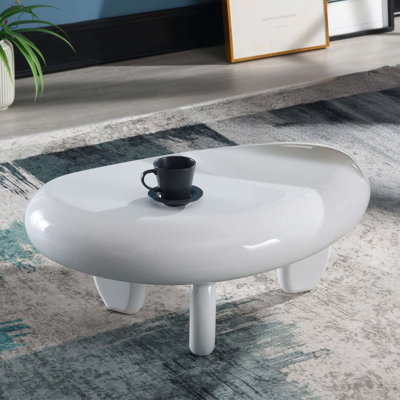 Table de bout ovale, blanc brillant