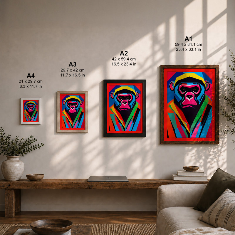Primate Pop Art Modern - Print, A3 - 42.0 x 29.7 cm, Oak