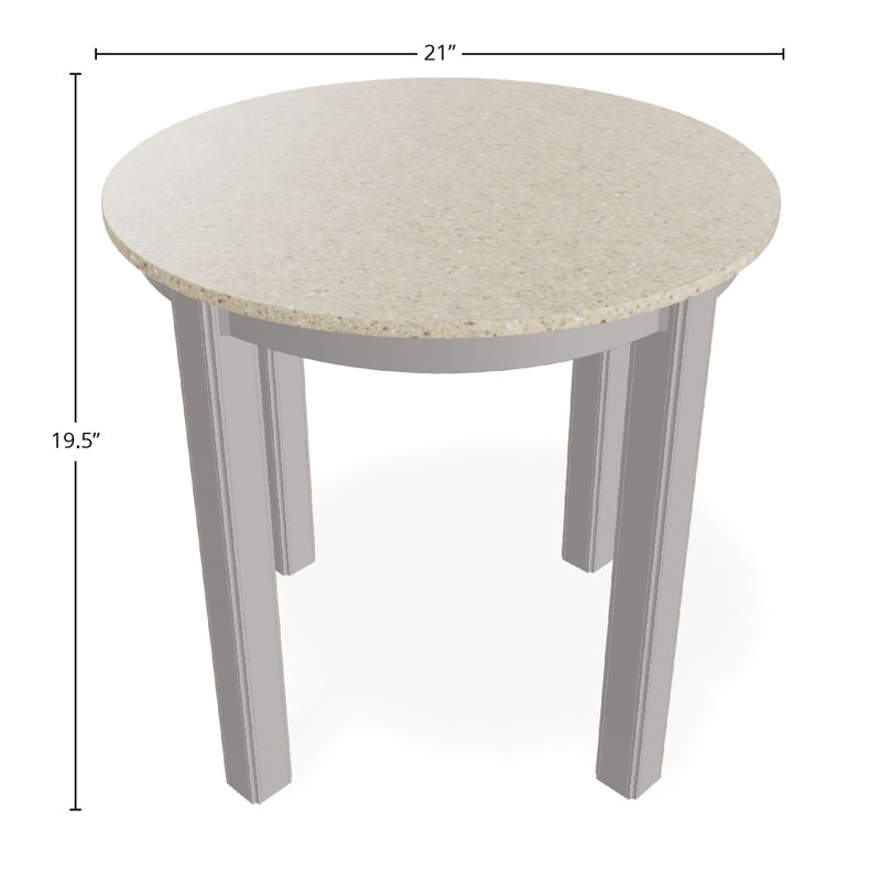 Outdoor Round Side Table, White/White, Acrylic