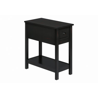 Accent Table, 2 Tier, End, Lamp, Nightstand, Side Table, Narrow, Small, Storage Drawer, Bedroom, Transitional by Latitude Run