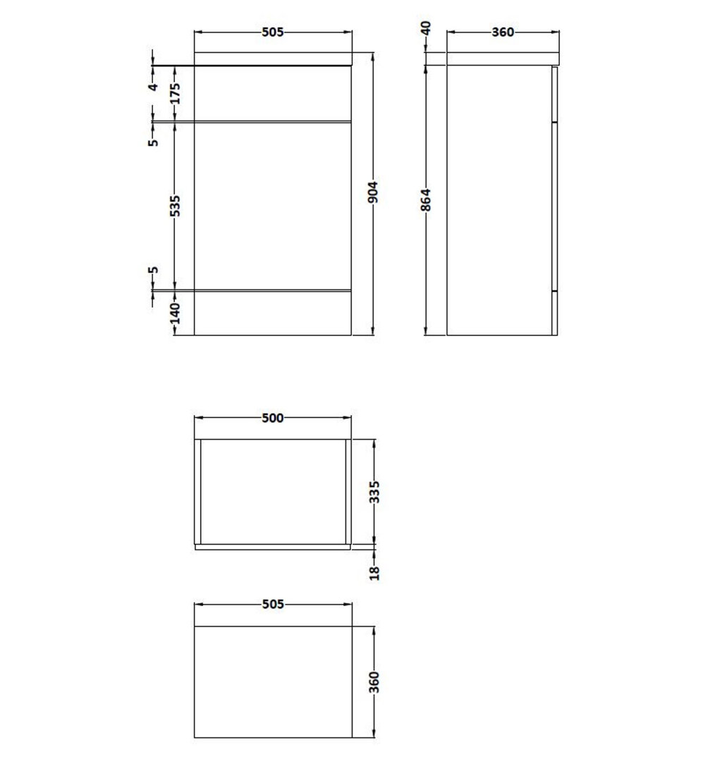 Hudson Reed Gloss White Fusion Combination Toilet Unit With Polymarble Worktop | | Mdf | 500Mm - Image 3