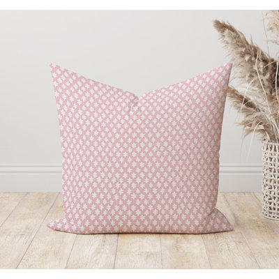 Pink And White Geometric Block Print Pillow Cover