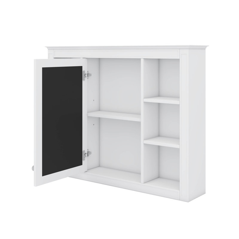 Armoire à pharmacie de 35 po x 27,5 po, armoire de salle de bain murale avec porte miroir, armoire de salle de bain murale avec six tablettes ouvertes, unité de rangement murale