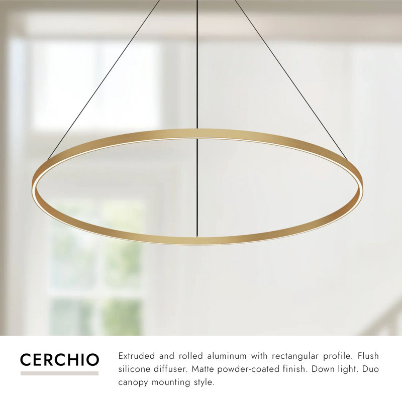 Cerchio 1 - Light LED Unique/Statement Pendant, White, 123.25" H x 47.25" W x 47.25" D