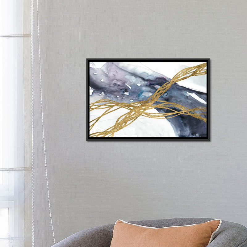Agate Wave III par Jennifer Goldberger - reproduction imprimée, H 18 po x l 26 po x P 1,5 po, Toile avec cadre noir