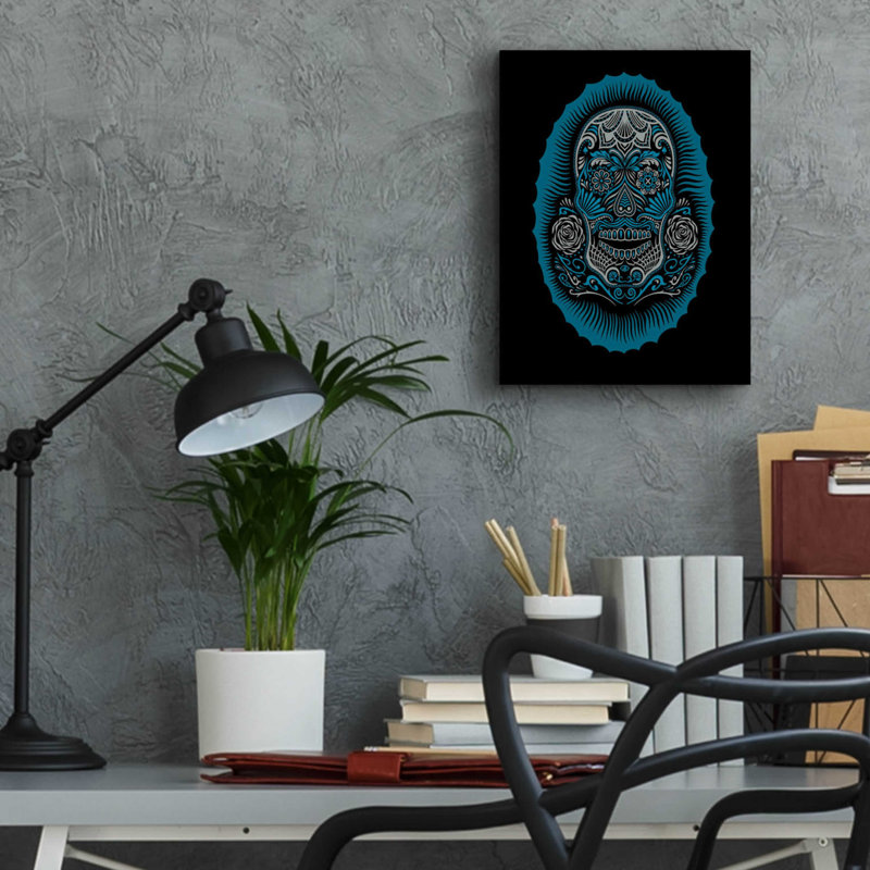 «Sugar Skull» par Rachel Caldwell, art mural en verre acrylique, H 16 po x l 12 po x P 0,13 po
