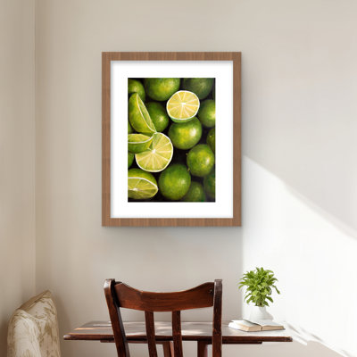 Basket of Limes - Green Hyperrealist Framed Print for Decor
