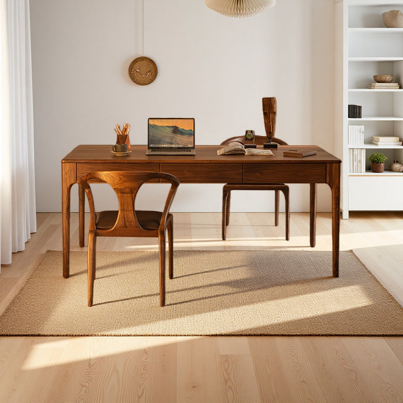 Bureau en bois de noyer massif noir