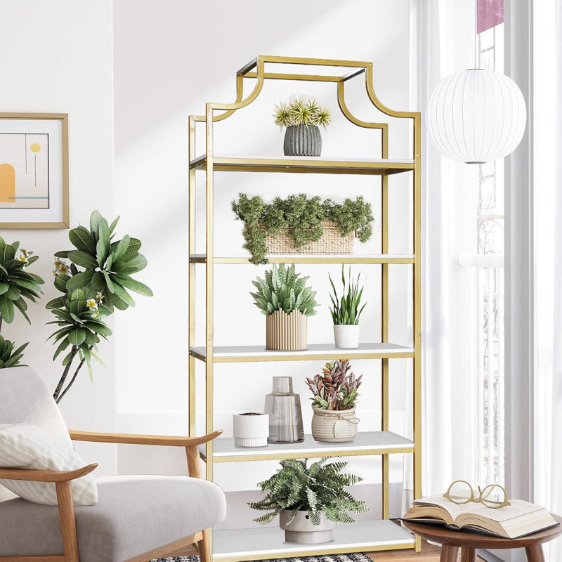 5-Tier Gold Bookcase