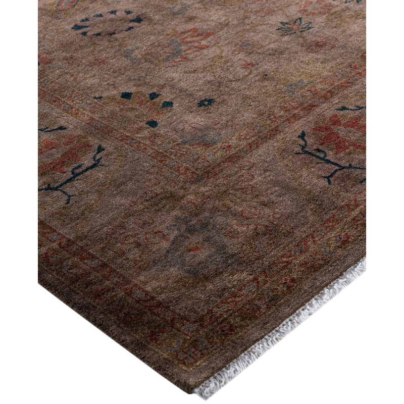 Overdyed Hand-Knotted Wool Modern-Contemporary Brown Area Rug 4' 9" x 6' 7"