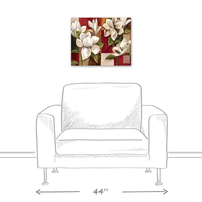 Patchwork de magnolias sur toile, H 16 po x l 20 po x P 1,25 po