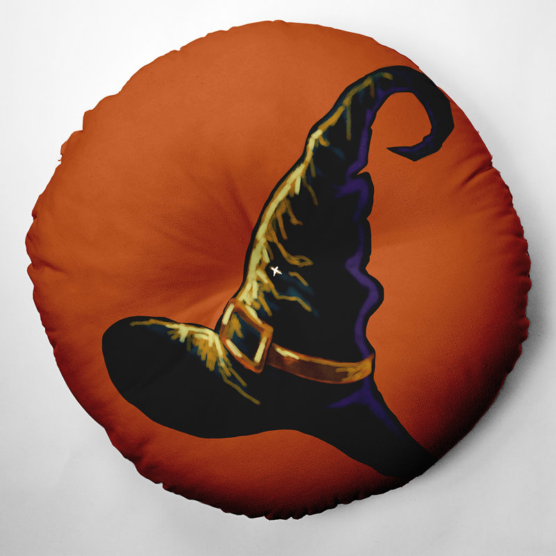 344_Witchcraft Coussin de sol touffeté Halloween Design, 30 po x 30 po, Orange
