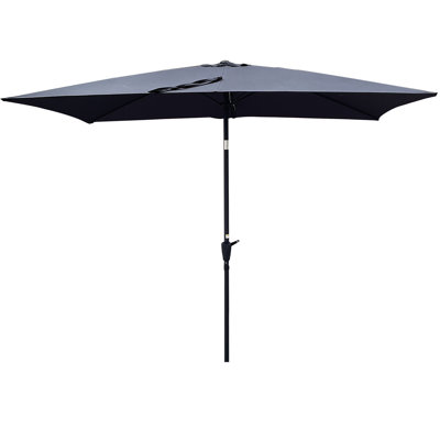 Parasol d'extérieur 6 x 9 pi avec auvent résistant aux intempéries, système à manivelle et inclinaison à bouton-poussoir pour la piscine de jardin Parasol rectangulaire de 9 x 6 pi