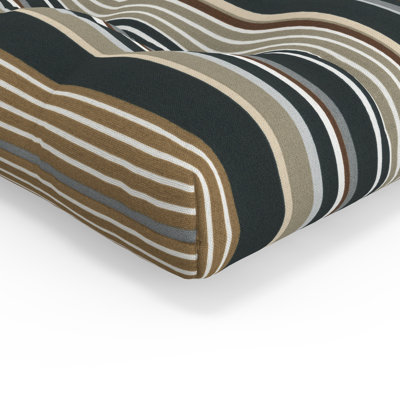 Pillow Perfect Stripe Outdoor Indoor/Outdoor Chair Seat Cushion with Ties by Pillow Perfect