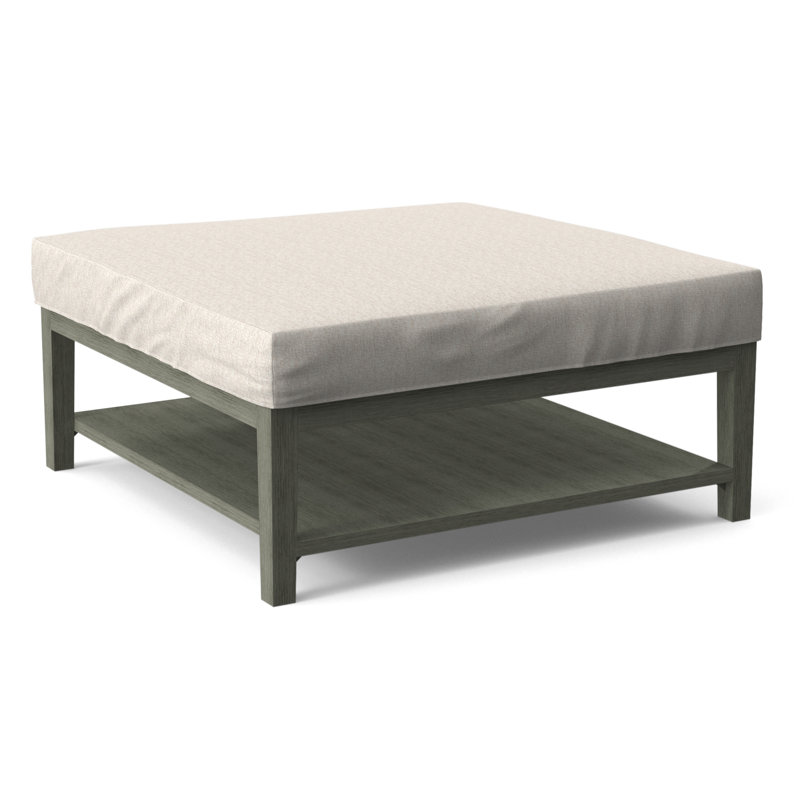 Hammond Square Ottoman, Snow Crypton Performance; 0884-91, Frost White Finish