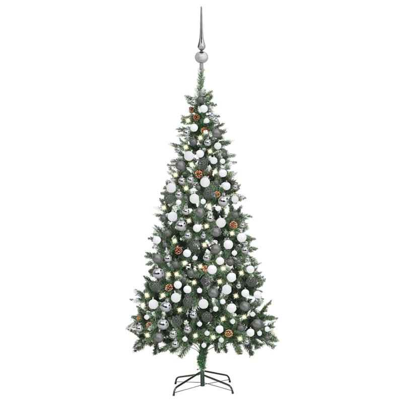 Artificial Christmas Tree with LEDs&Ball Set, 6.89ft H x 3.9ft W x 3.9ft D