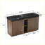 Meuble-lavabo autoportant en noyer de 60 po avec lavabo double 60 po, armoire de salle de bain moderne avec 3 trous de robinet et double cuve noire-129231769