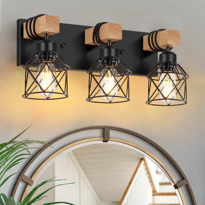 Dimmable Vanity Light, 3 Lights, Black