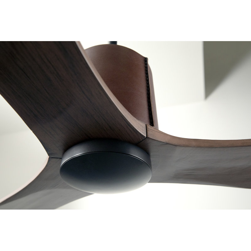 LeatherLuxe Downrod Ceiling Fan, Dark Bronze/Chocolate, Mahogany, Wall Control