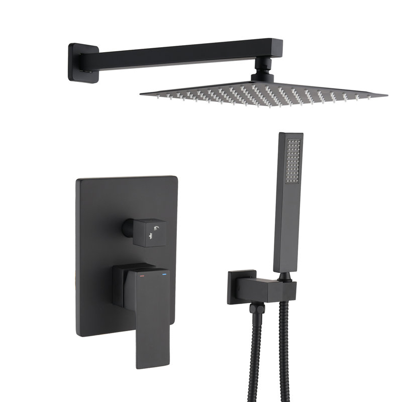 Matte Black Wall Mounted 12" Rain Shower Head - Self-Cleaning Nozzle For Intriguing Shower, Suits All Standard Arms, Conforms To American Pipe Connection Signals Mount And Bath, Compatible With