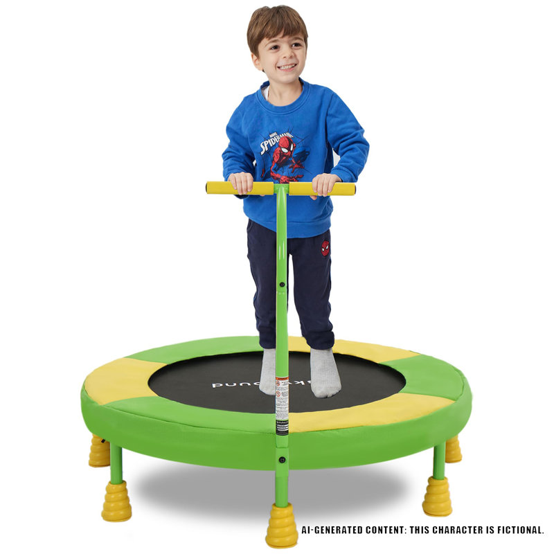 Mini trampoline 36 pouces avec poignée en T et coussin de sécurité, Vert
