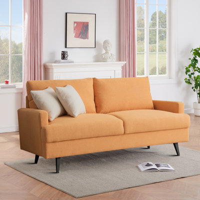 Modern Minimalist Design Linen Fabric Upholstered Loveseat With Wooden Frame And Metal Legs, For Indoor Use -  Corrigan StudioÂ®, B4361EBD568748BA89E5E57FE69C3CE5