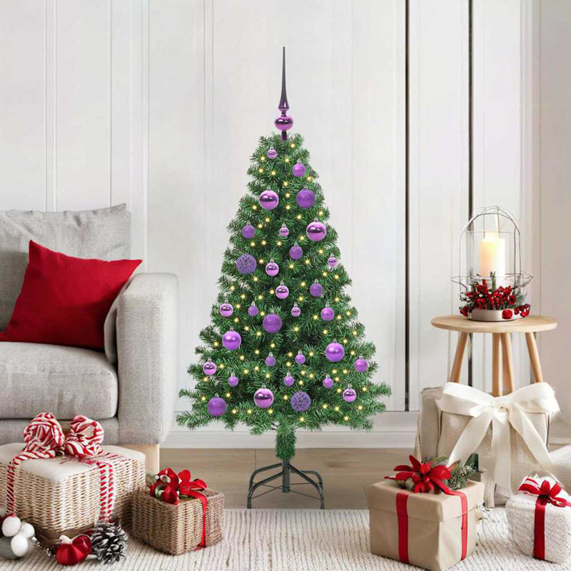 vidaXL Artificial Christmas Tree with 150 LEDs with Stand Green, 3.94 ft