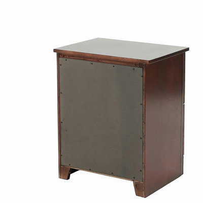 Table de chevet 2 tiroirs en bois de pin, cerisier