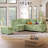 82.67"Convertible Sofa Bed Sectional Sofa Sleeper L-Shaped Sofa With A Storage Ottoman,Two Pillows, Two Power Sockets And Two USB Ports For Living Room, Green-522669993