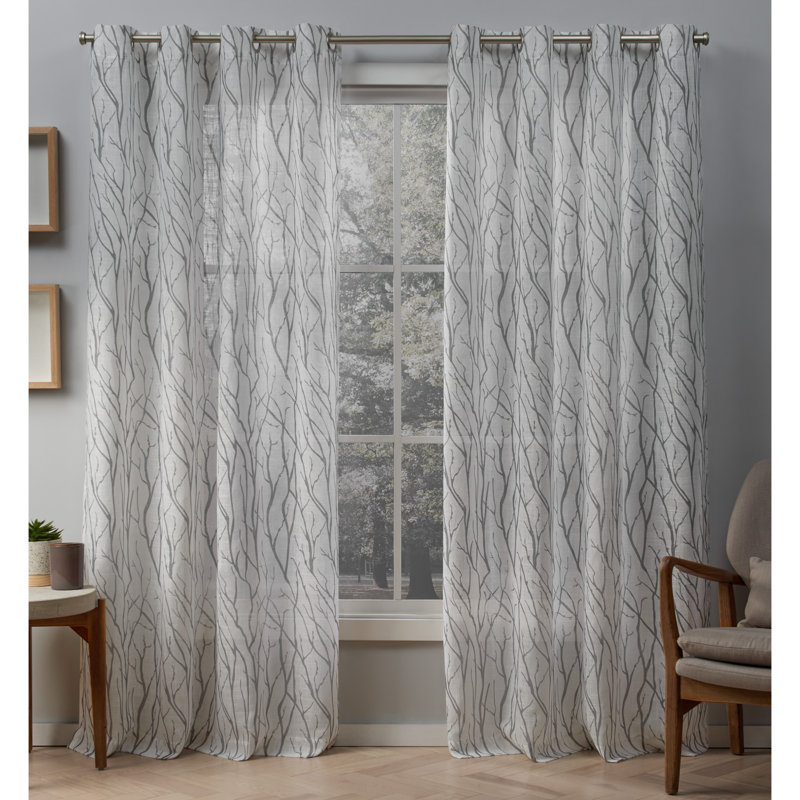 Leija Sheer Curtain Pair, 54" W x 84" L, Dove Gray