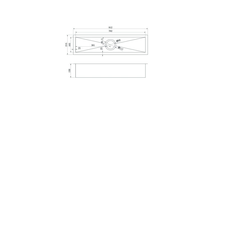 Évier en acier inoxydable encastrable 31,97 po x 8,46 po avec rayon zéro ONEX®