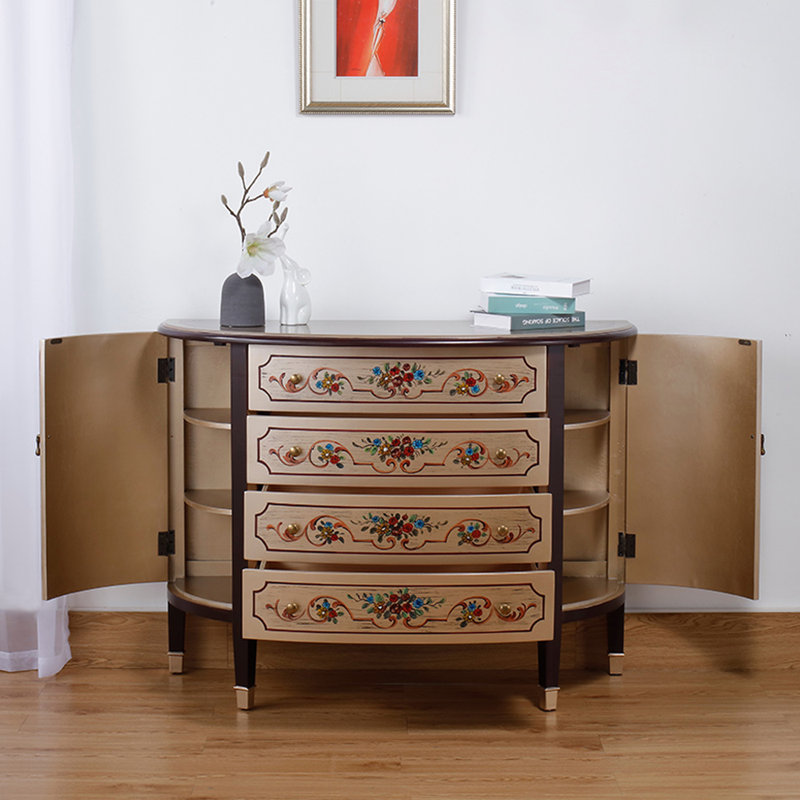 Armoire d'appoint en demi-lune vintage peinte à la main