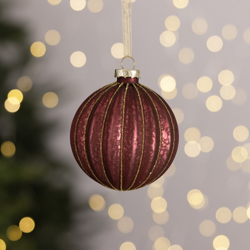 12 Piece Glass Bauble Collection, Burgundy