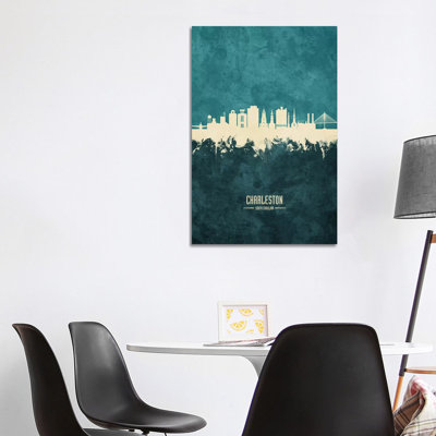 Charleston South Carolina Skyline by Michael Tompsett - Wrapped Canvas Painting