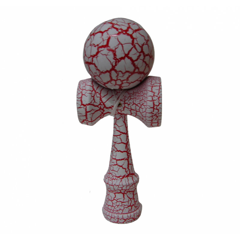 Kendama craquelé avec poignée, Rouge/blanc