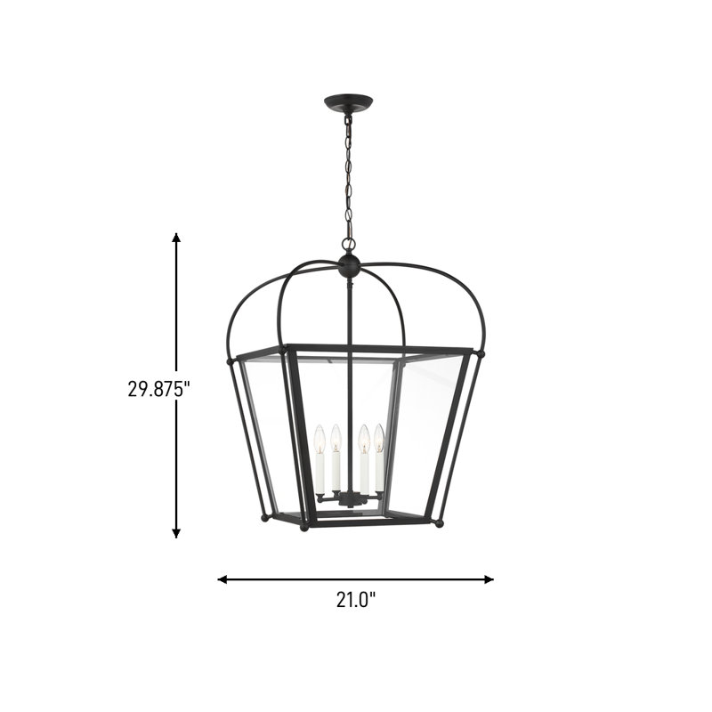 Charleston 4 - Light Pendant, Midnight Black, 29.88" H x 14.5" W x 14.5" D