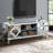 Mirrored TV Stand For 65+ Inch TV,Sliver TV Console Table With Open Storage & 2 Storage Cabinets ,Diamond Shape Sparkling Mirror Doors For Living Room-458188696-463389581